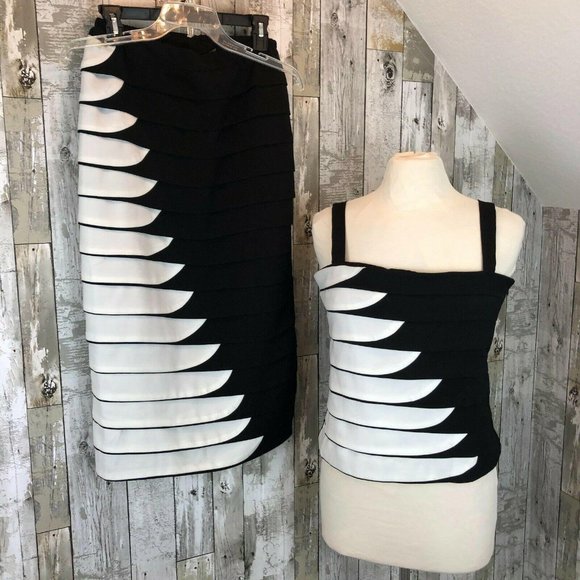 G.M.I. WOMEN'S TWO PIECE TANK TOP AND SKIRT BLACK - Picture 1 of 11